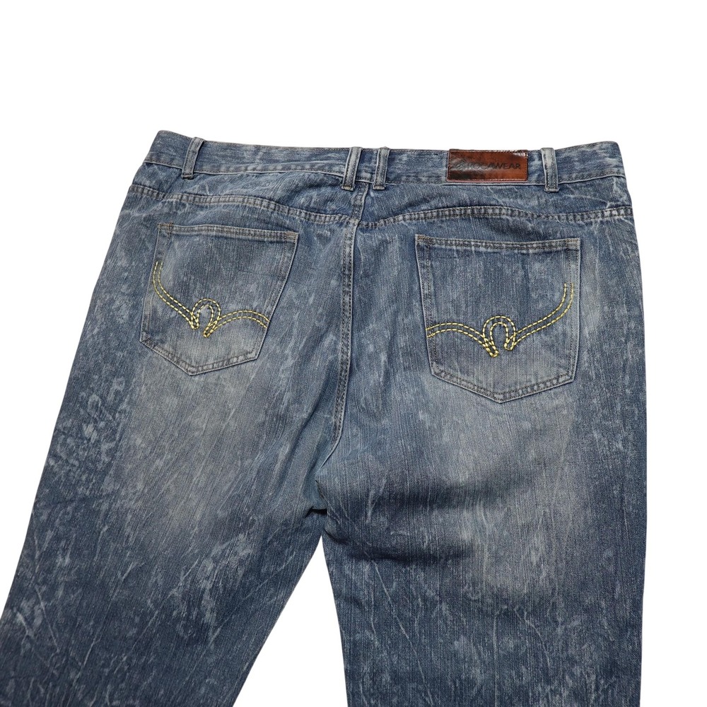 Rocawear Jeans Mens 48x32 Blue Classic Fit Straight Leg Acid Wash Denim Pants